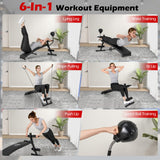 Goplus Adjustable Decline Sit Up Bench for Exercise, Foldable Curved Slant Bench with Speed Ball, Pump & 2 Resistance Bands, Heavy Duty Metal Frame, Full Body Ab Workout Equipment for Home Gym, Black Goplus