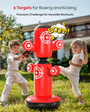QPAU 360° Rotatable Punching Bag for Kids, Lager 64” Kids Punching Bag with Gloves, Hand Pump & 6 Targets, Bop Bag Inflatable Punching Toy, Karate Gifts for Boys, Girls (Red) QPAU