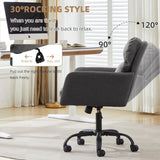 Faux Leather Home Office Desk Chair, Adjustable Swivel Computer Chair with Wheels and Arms, Comfy Upholstered Ergonomic Task Chair,Vanity Chair,Gray