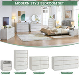 Standifurno White Dressers of 9 Drawers, Chest Dresser with Deep Drawers, Modern Dresser Closet for Bedroom, Curved Drawer with Large Storage, 57’’ Wide.