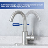 Kohonby Brushed Nickel Bathroom Sink Faucet - Single Hole, Modern Single Handle Commercial Stainless Steel Bar Faucet with Drain