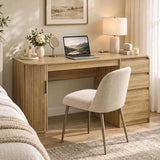 ZenXity Farmhouse 55" Computer Desk with Charging Station, Wooden Home Office Executive Desk with 3 Drawers and Fluted Storage, Study Table Workstation