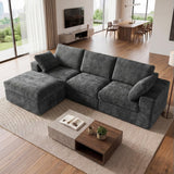 ReeQuo 120" Oversized Modular Sectional Sofa, Boneless Couch for Living Room, Modern Comfy L Shaped Cloud Couch Sectional with Movable Ottoman, Removable Covers 28" Extra Deep Seat, Dark Grey