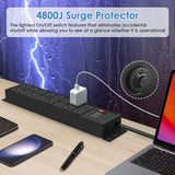 JUNNUJ Heavy Duty Surge Protector 4800J, 20 Amp Switch 6 FT Extension Cord