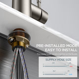 FORIOUS Kitchen Faucet with Pull Down Sprayer, Classic Single Hole Kitchen Sink Faucet with Deck Plate, Brushed Nickel Single Handle, High Arc Stainless Steel for RV Bar Farmhouse Laundry Outdoor