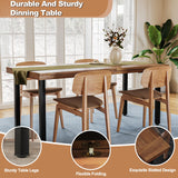 Dining Table for 6-8 People, 70" Acacia Wood Rustic Rectangular Dinner Table with Metal Frame, Sandblast Finish