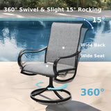 MFSTUDIO Patio Table and Chairs Set with Umbrella Hole, Outdoor Dining Set for 6 with Swivel Chairs, Outdoor Patio Furniture Set for Deck, Backyard, Poolside & Garden