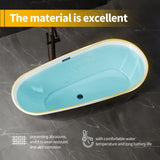 59 Inch Freestanding Bathtub, Acrylic Deep Soaking Tub, Chrome Overflow and Drain, Non-Slip Standalone Bath Tub for Bathroom, cUPC Certified, Ergonomic Modern Bath for Bathrooms