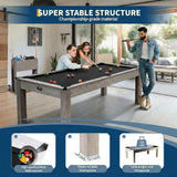 7 FT Pool Table, Complete Set with 2 Cues, 16 Balls, 2 Chalks, Triangle, Brush, Adult Game Billiard Table for Home Game Room Party, Professional Black Cloth, Rustic Grey Finish, 84 L x 46 W x 32 H