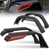 OEDRO Fender Flares w/Signal Lights Compatible with 2018-2026 Jeep Wrangler JL & JLU Unlimited (2-Door & 4-Door), Off-Road Widened Steel Front & Rear 4 PCS Set