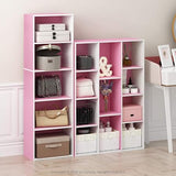 5-Tier Reversible Color Open Shelf Bookcase , White/Pink
