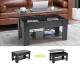 Lift Top Coffee Table for Living Room, Wooden Coffee Table with Storage Shelf/Hidden Compartment, Modern Coffee Table Center Table Tea Table Reception Room/Office/Living Room Furniture, Black