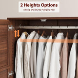 GarveeHome Armoire Wardrobe Closet with 2 Drawers,72 in Wooden Wardrobe Cabinet with Hanging Rod, Tall Clothing Armoire Cabinet with Doors and 18 Adjustable Shelves for Bedroom, Clothes,Walunt Brown