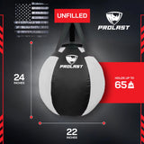 PROLAST Wrecking Ball Heavy Punching Bag for Adults, Hook and Uppercut, Body Snatcher, Boxing, MMA, Muay Thai Training Equipment, Unfilled, 65 lbs, Rhino White