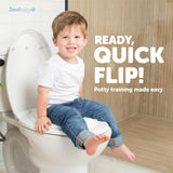 Jool Baby Quick Flip Toilet Seat with Built-in Potty & Splash Guard for Toddler Training, Slow Close (Round)