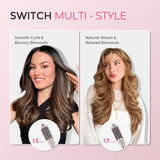 TYMO Thermal Brush Curling Brush - STYLUX 1.5 Inch Blowout Volumizer with Flexi-Fit for Hair Straightening, Heated Round Styler Tool, Hair Straightener and Curler 2 in 1, Dual Voltage, Gold