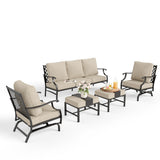 MIXPATIO 5-Piece Patio Conversation Set, Rocking Chairs, Beige