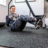 SUPERJARE 0.56'' Thick 12 Pcs 48 Sq Ft Rubber Top Exercise Equipment Mats, High Density EVA Foam Mats with Rubber Top, Interlocking Gym Flooring for Home Gym, Protective Workout Mat, Black/Grey SUPERJARE