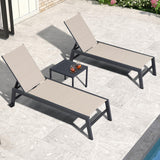 PURPLE LEAF Pool Lounge Chairs Set of 4 with Sponge, Easy Move, Beige