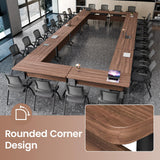 Folding Conference Table with Wheels, Flip-Top Mobile Training Table Modular Conference Room Tables, Space Saving Seminar Meeting Tables for Office School Business Classroom(walnut 4PCS 47.2in)