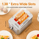 Trisiko® Touch Screen Toaster 2 Slice, Stainless Steel Smart Toaster with Digital Timer, 1.38" Extra-Wide Slots for Bread& Bagel,with Reheat, Defrost