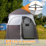 VINGLI 2 Room Shower Tent, 7.5 FT Instant Pop Up Shelter with Carrying Bag, Privacy Changing Room Tent, Perfect for Portable Toilet, Camping, Dressing, Outdoor Indoor, Easy Setup(Brown)