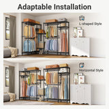 VIPEK V2 Heavy Duty Clothes Rack, Portable Metal Clothing Racks with 4 Tiers Adjustable Wire Shelving & 3 Hanging Rods, Freestanding Wardrobe Portable Closet Rack, Max Load 700LBS, Black