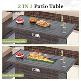 Amopatio 8 Pieces Patio Furniture Set with Fire Pit Table, All-Weather Outdoor Sectional