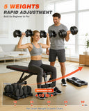 Rendpas Adjustable Dumbbells Set of 2, Select Weight Dumbbell Set, 5 in 1 Free Dumbbell Set with Anti-Slip Texture Handle, Weight Set For Home Gym Suit both Men and Women