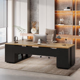 Tribesigns 85.8-Inch L-Shaped Executive Desk, Extra Large Modern Office Desk with File Drawers