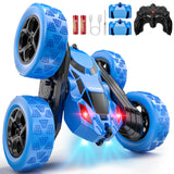 Hamdol Remote Control Stunt Car for Kids, 360° Spinning Double-Sided RC Toy with Headlights, 4WD USB-C Rechargeable Vehicle for Boys Ages 6–12, Educational STEM Toy