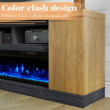 LUXOAK 75" TV Stand with 60" Glass Electric Fireplace for TVs up to 85"