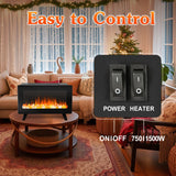 16" Small Freestanding Electric Fireplace Heater - Fire Places Electric Fireplace Stove with Realistic 3D Flames, Infrared Heater Indoor Space Heater, 750 |1500W, Overheating Protection