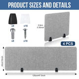 4 Pack Acoustic Desk Divider Soundproof Desk Privacy Panel Freestanding Desk Partitions 47.3" x 16" (Light Gray) Yaomiao