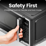 Countertop Microwave Oven 0.9 Cu. Ft. Digital Stainless Steel Microwave 900 Watt with 6 Presets, Eco Mode, Mute Option. Chefman