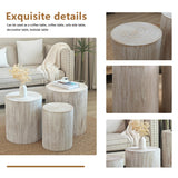 MOOLSUN Modern Nesting Coffee Table Round Wooden Drum End Tables for Small Space Living Room, Bedroom, Balcony, Office (A-Wood Color 2)