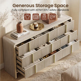 ModernMate Fluted 9 Drawer Dresser for Bedroom, 64.2" Wide White Chest of Drawers, Modern Wood Storage Cabinet with Metal Handles, Anti-Tip Clothes Organizer, Grey