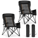 ALPHA CAMP Heavy Duty High Back Camping Chairs 500LBS Capacity Oversized Folding Chair Outdoor Chair with Headrest,Lawn with Side Pocket for Lawn, Sports and Fishing,2PC