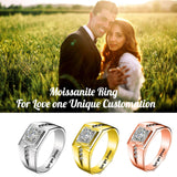 Oseew Mens moissanite Ring Gold 1CT Mens moissanite Band Ring Mens Moissanite Engagement Rings 10K 14K 18K Gold Sterling Silver