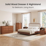 SUCSSRICH Solid Wood Dresser for Bedroom, Natural Solid Wood 6 Drawer Dresser,45.3" Tall Mid Century Modern Chest of Drawers, Closet Storage Organizer for Living Room, Bedroom