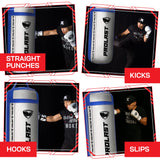 PROLAST 4Ft 135Lb XL Heavy Punching Boxing Bag for Adults, MMA, Martial Arts, Muay Thai, Kicking, Strength Training Equipment, Filled, New Edition Logo, White and Blue