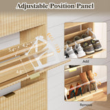 HUANLEGO Shoe Cabinet Storage for Entryway with 6 Flip Drawers, Fluted Narrow Shoe Organizer with Wooden Legs, Freestanding Slim Shoe Storage Hidden Shoe Rack Organizer for Front Door Entrance, Oak