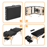 Massage Bed Wide Tattoo Table with Bolster & Carrying Bag Yaheetech