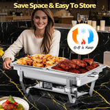 Erweater Chafing Dishes for Buffet 9QT, 4 Pack Chafing Dishes Chafers and Buffet Warmers Sets, Food Warmer for Parties, Catering Supplies Buffet Dispaly