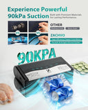 Zachvo 90kPa 10-in-1 Vacuum Sealer for Food, Double Heat Seal for for Bulk Meat Portioning, Dry & Moist Modes, Built-in Cutter and Bag Storage, Starter Kit with Bag Rolls and Hose, Black