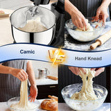 Camic Stand Mixer, 4.2QT+5.3QT Two bowls Electric Food Mixer, 10 Speeds with Digital setting 3-IN-1 Kitchen Mixer for Baking Cakes Cookie Bread Salad (Black)