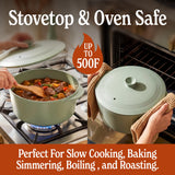 MAGNIFIQUE Slow Cooker, 4.5 Quart 8-in-1 Clay Pot Multi-Cooker, Non-Toxic Slow Cooker with Removable Clay Pot, for Rice, Pasta, Steam & Proof, Nonstick, Oven Safe Pot to 500°F, Olive
