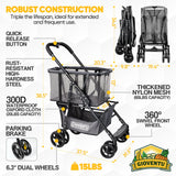 𝐈𝐦𝐩𝐫𝐨𝐯𝐞𝐝 𝐕𝐞𝐫𝐬𝐢𝐨𝐧 Folding Shopping Cart for Groceries, 80lbs Collapsible Grocery Cart with Removable Basket