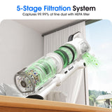 Klarpul Cordless Vacuum Cleaner, 2 Batteries 140 Mins Runtime 600W 50Kpa Stick Vacuum Cordless, Self-Standing Vacuum Cleaners for Home with 2.5H Fast Charging, for Floor/Carpet/Pet Hair, White
