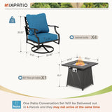 MIXPATIO 5-Piece Metal Patio Conversation Set, 28-Inch Fire Pit Table